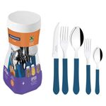 jogo faqueiro 20 peças leme tramontina com lâmina aço inox e cabo polipropileno azul