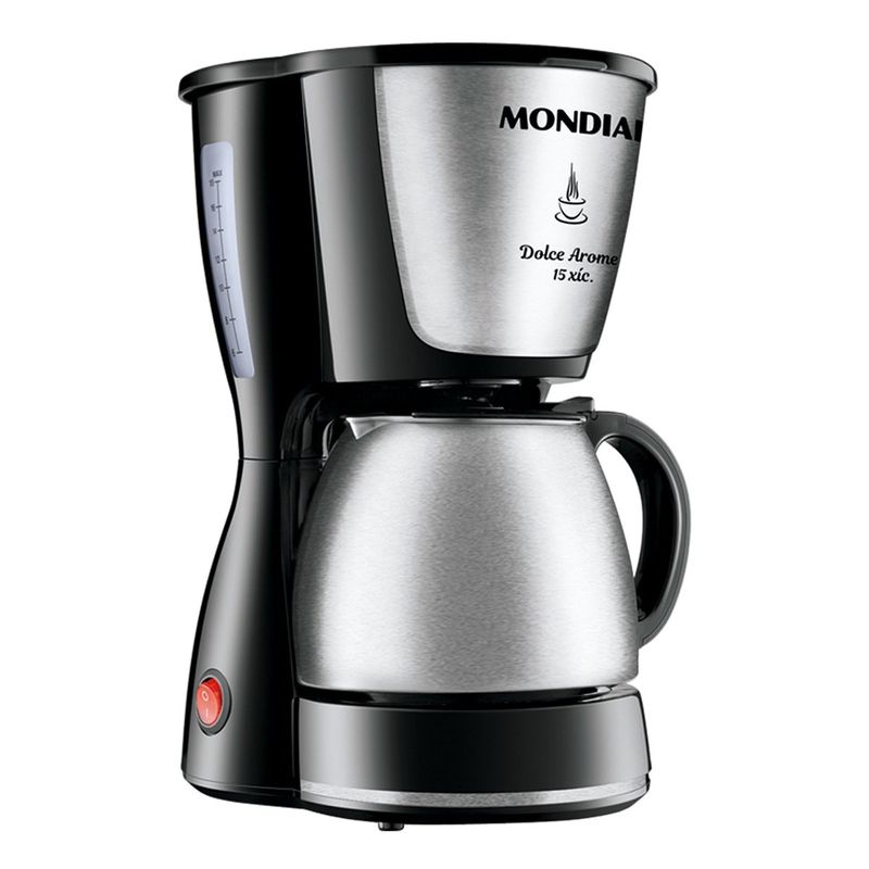 cafeteira elétrica mondial dolce arome jarra inox 127v 550w 15 xícaras preto e inox - c-34ji-15x