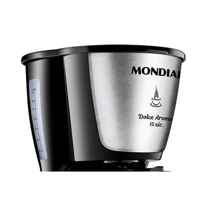 cafeteira elétrica mondial dolce arome jarra inox 127v 550w 15 xícaras preto e inox - c-34ji-15x