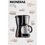 cafeteira elétrica mondial dolce arome jarra inox 127v 550w 15 xícaras preto e inox - c-34ji-15x