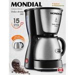 cafeteira elétrica mondial dolce arome jarra inox 127v 550w 15 xícaras preto e inox - c-34ji-15x