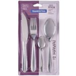 faqueiro 24 peças tramontina havaí em aço inox