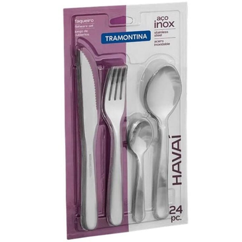 faqueiro 24 peças tramontina havaí em aço inox