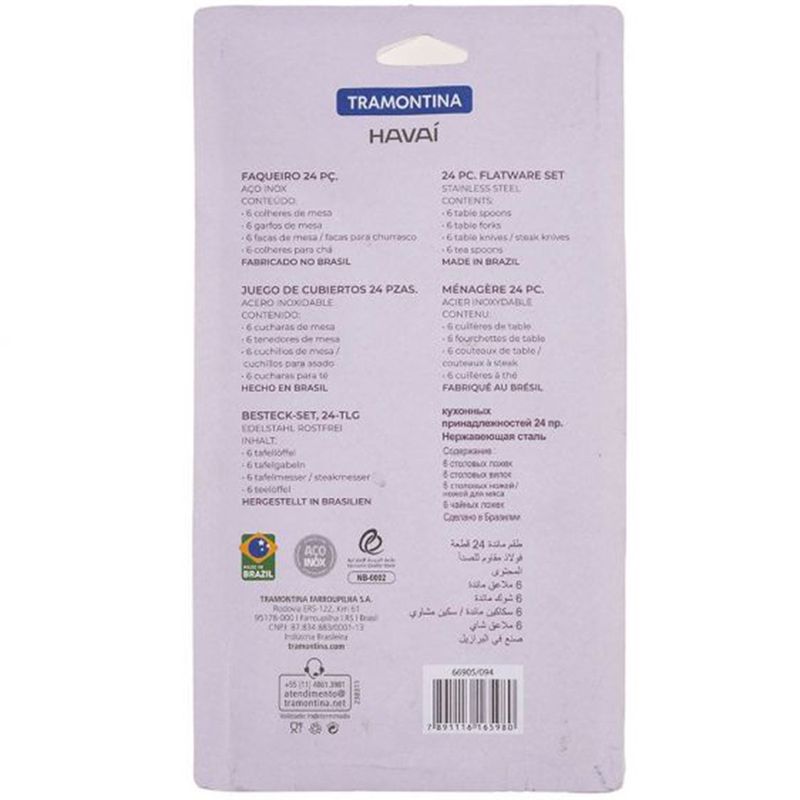 faqueiro 24 peças tramontina havaí em aço inox