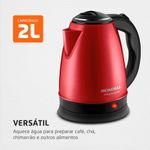 chaleira elétrica mondial pratic 127v/60hz vermelho ce-06-r