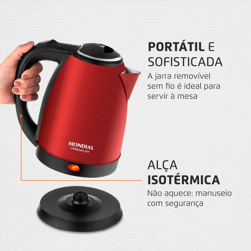 chaleira elétrica mondial pratic 127v/60hz vermelho ce-06-r