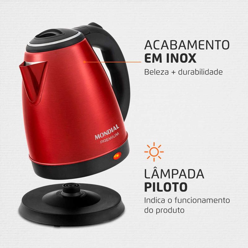 chaleira elétrica mondial pratic 127v/60hz vermelho ce-06-r