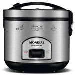 panela elétrica mondial pratic rice 10i, 10 xícaras preta inox - pe-42-10x