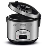 panela elétrica mondial pratic rice 10i, 10 xícaras preta inox - pe-42-10x