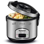 panela elétrica mondial pratic rice 10i, 10 xícaras preta inox - pe-42-10x