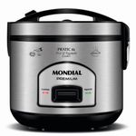 panela elétrica mondiall 6 xícaras 127v 60hz preta e inox - pe-43