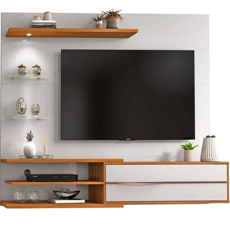 painel para tv até 60" notável trend off white e freijó nt1115