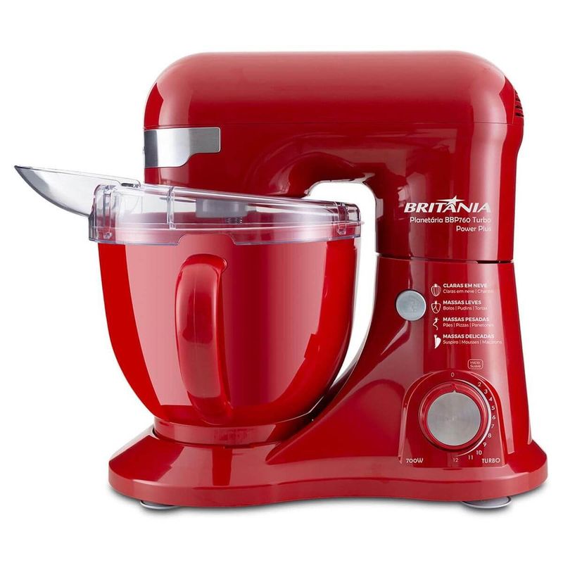 batedeira planetária britânia power plus turbo 127v vermelha bbp760vme