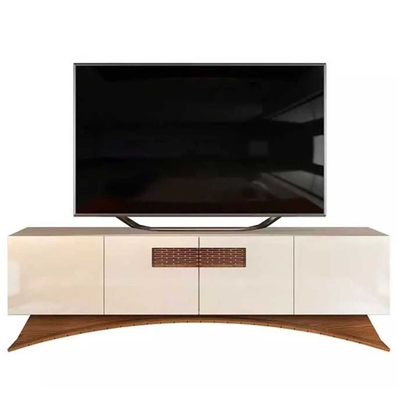 rack para tv até 70" dj móveis aurora 4 portas off white e marroquim