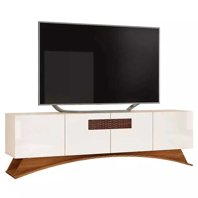 rack para tv até 70" dj móveis aurora 4 portas off white e marroquim