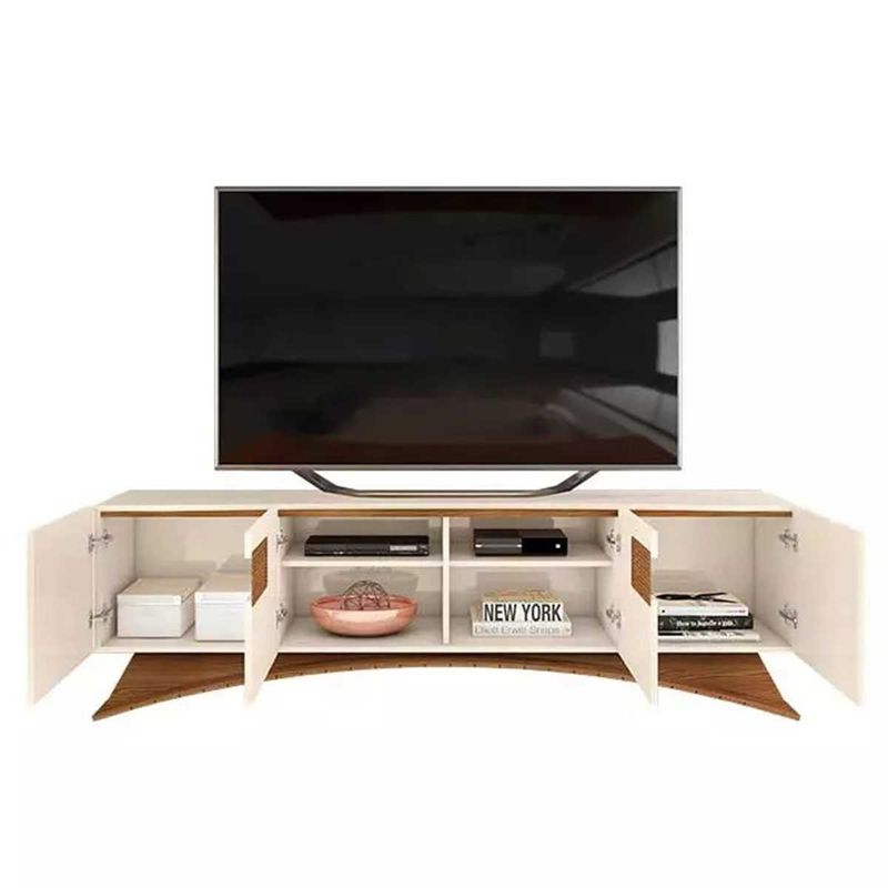 rack para tv até 70" dj móveis aurora 4 portas off white e marroquim
