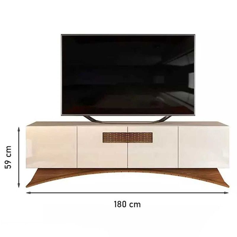 rack para tv até 70" dj móveis aurora 4 portas off white e marroquim