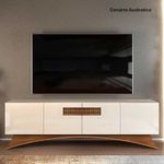 rack para tv até 70" dj móveis aurora 4 portas off white e marroquim