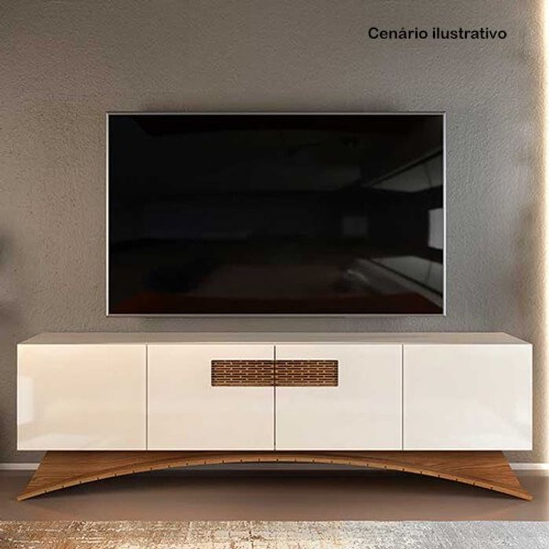 rack para tv até 70" dj móveis aurora 4 portas off white e marroquim