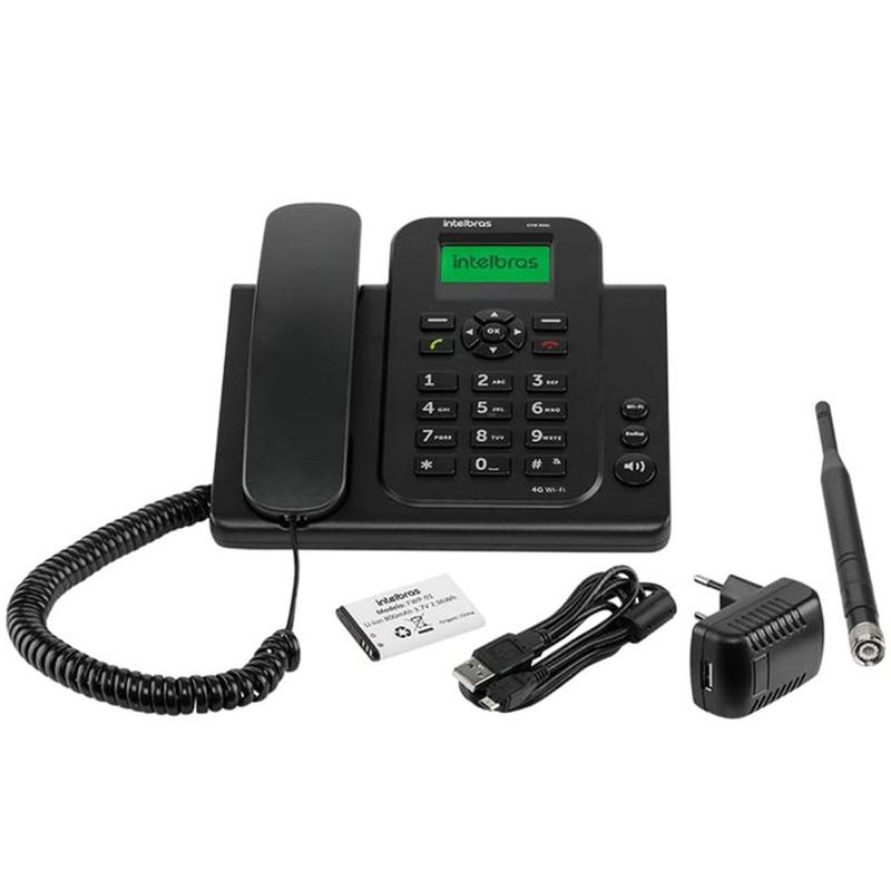 telefone rural intelbras cfw 9041 com fio 4g, wi-fi - preto
