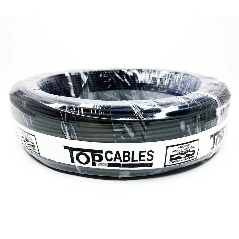 cabo elétrico top cables 1,5mm preto peça com 50 metros (mp)