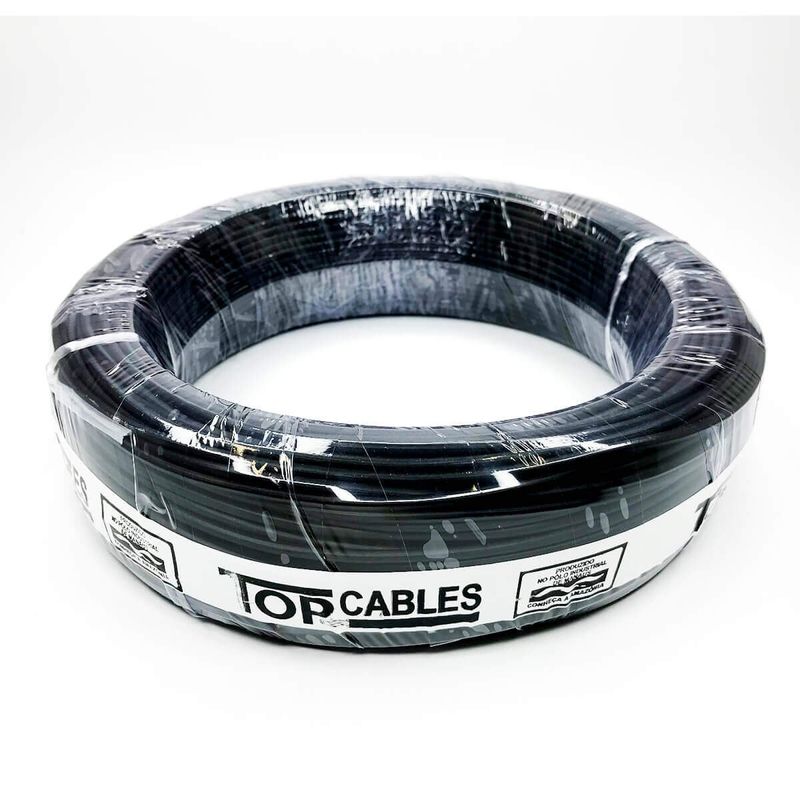 cabo elétrico top cables 1,5mm preto peça com 50 metros (mp)
