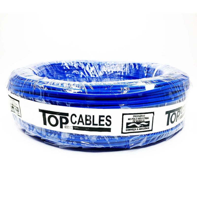 cabo elétrico top cables 1,5mm azul peça com 50 metros (mp)