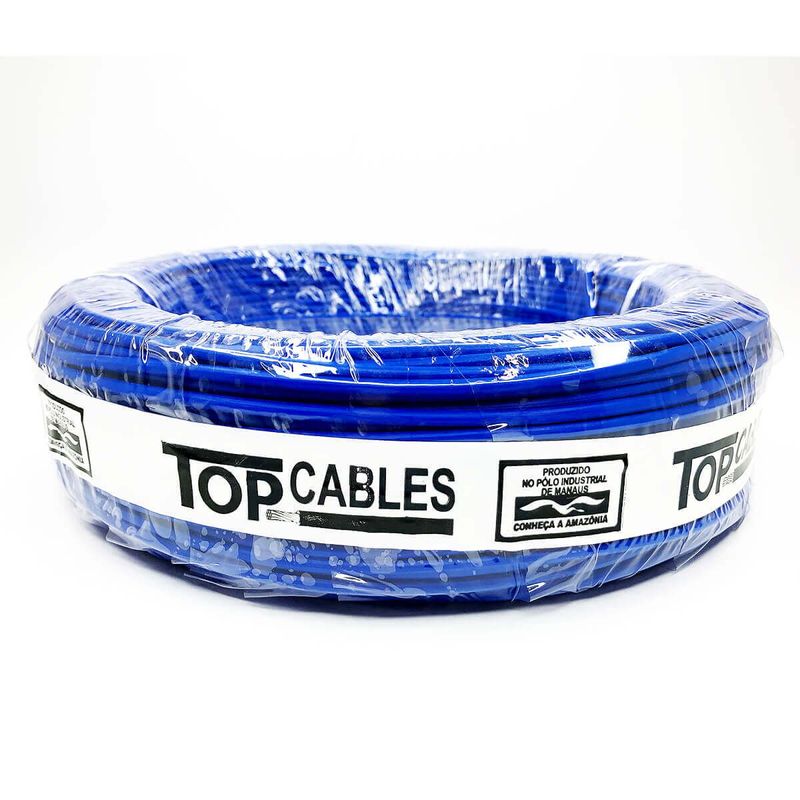 cabo elétrico top cables 1,5mm azul peça com 100 metros (mp)