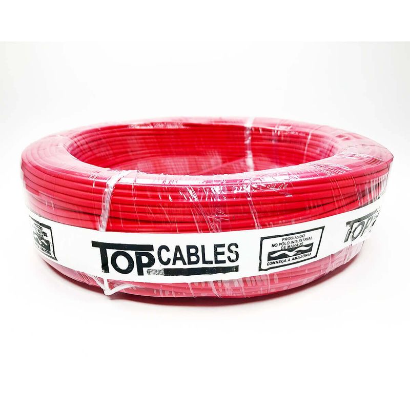 cabo elétrico top cables 1,5mm vermelho peça com 50 metros (mp)