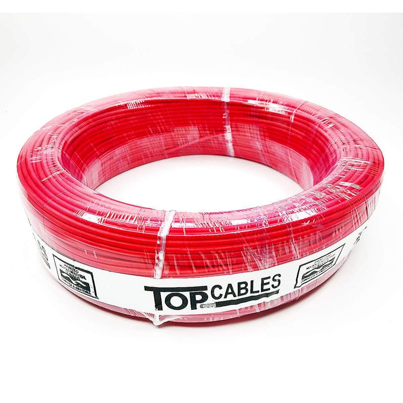 cabo elétrico top cables 1,5mm vermelho peça com 50 metros (mp)