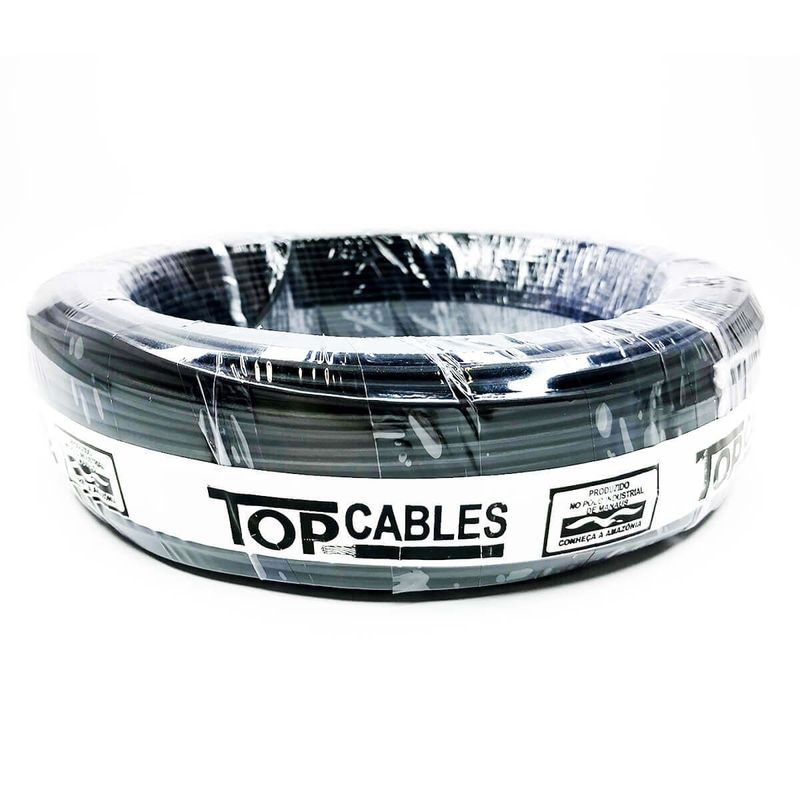 cabo elétrico 2,5mm top cables 50 metros preto (mp)