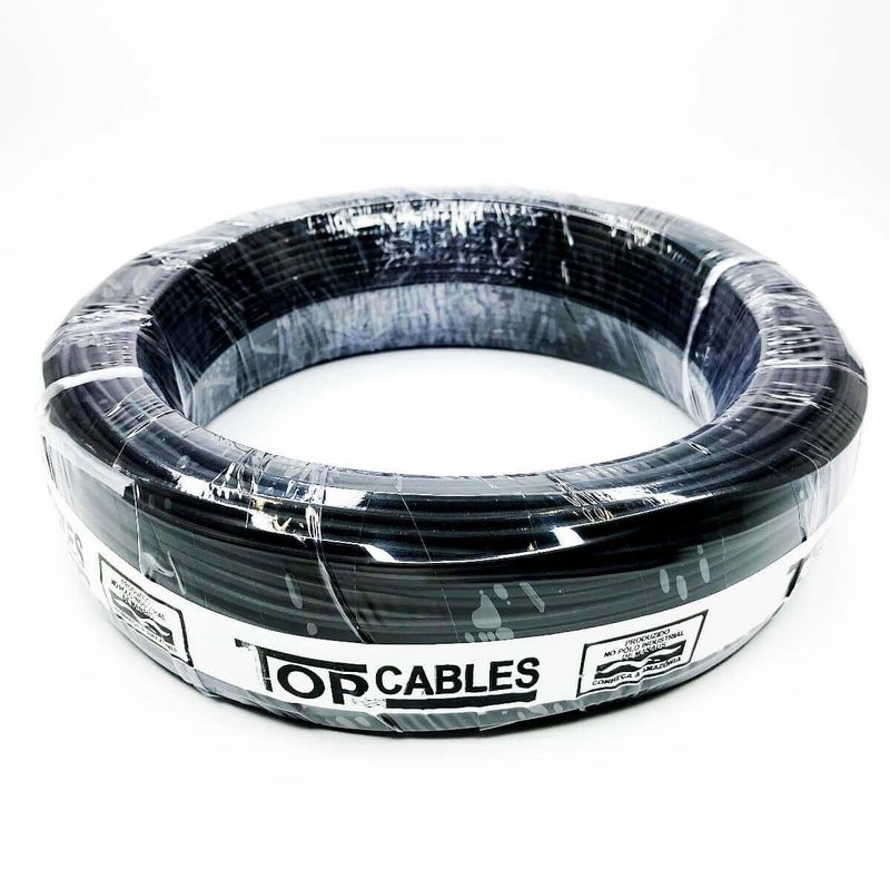 cabo elétrico 2,5mm top cables 50 metros preto (mp)