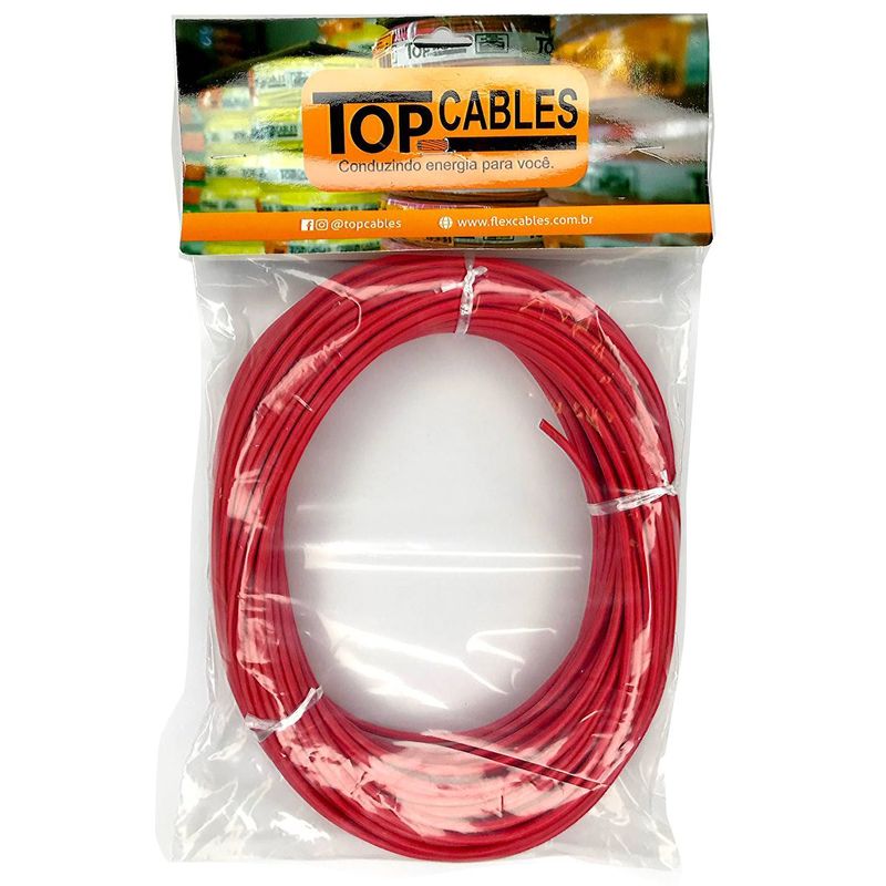 cabo elétrico top cables 2,5mm peça com 25 metros vermelho (mp)