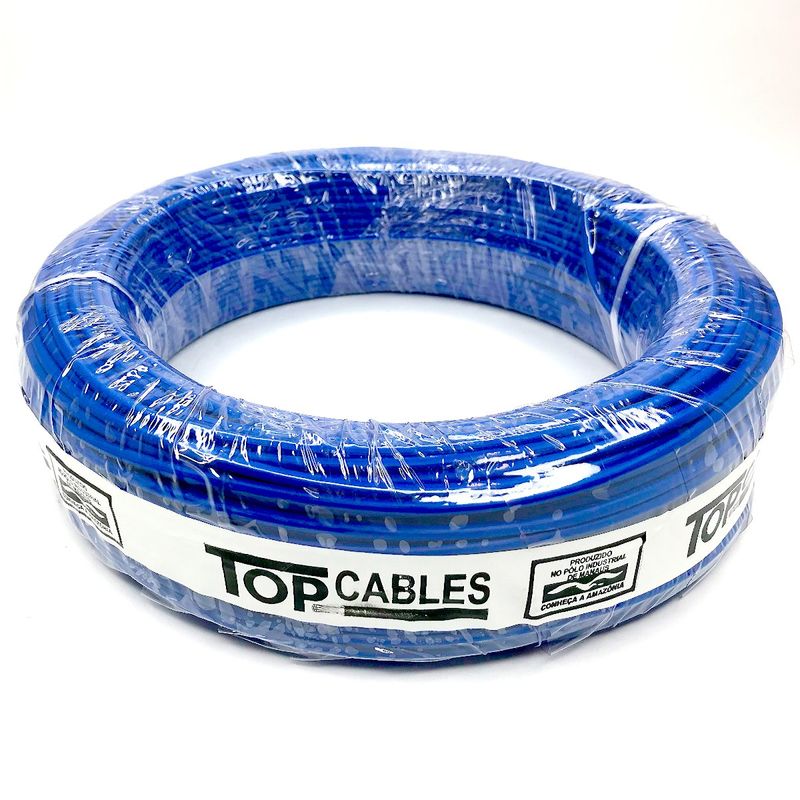 cabo elétrico 4mm 100 metros top cables azul (mp)