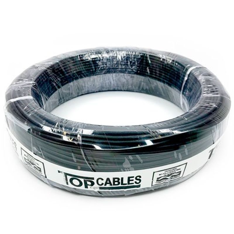 cabo elétrico 6mm peça com 100 metros top cables preto (mp)
