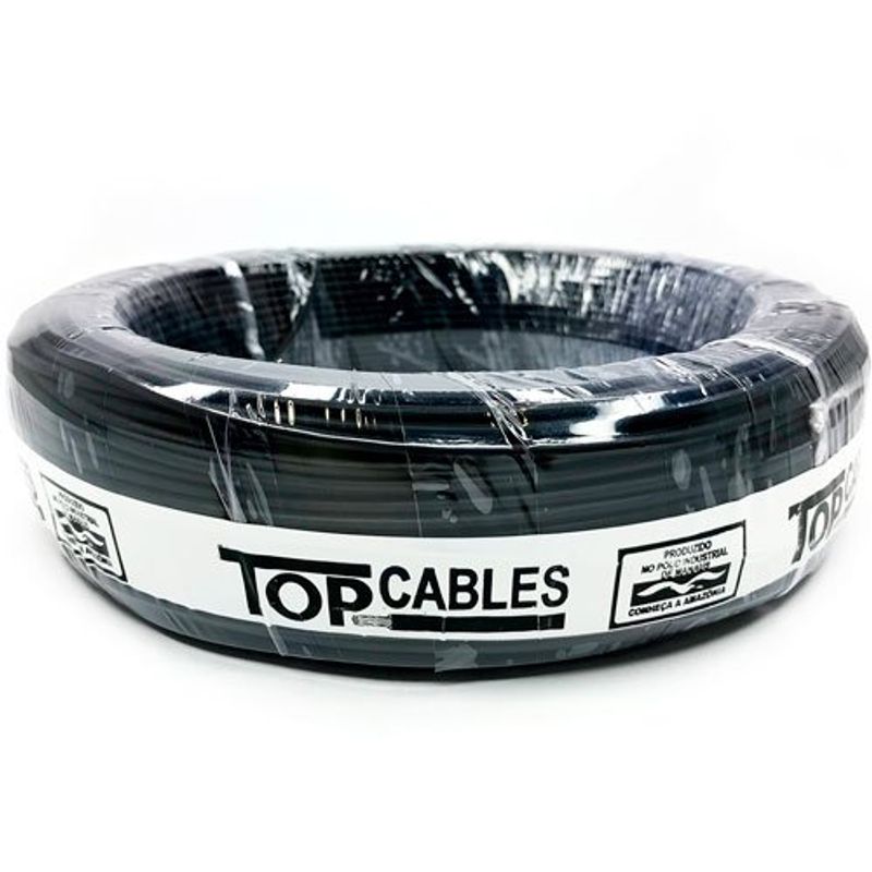 cabo elétrico 6mm peça com 100 metros top cables preto (mp)