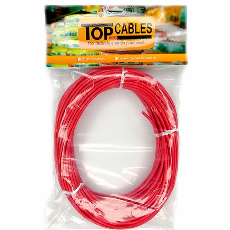 cabo elétrico top cables 6mm peça com 25 metros vermelho (mp)