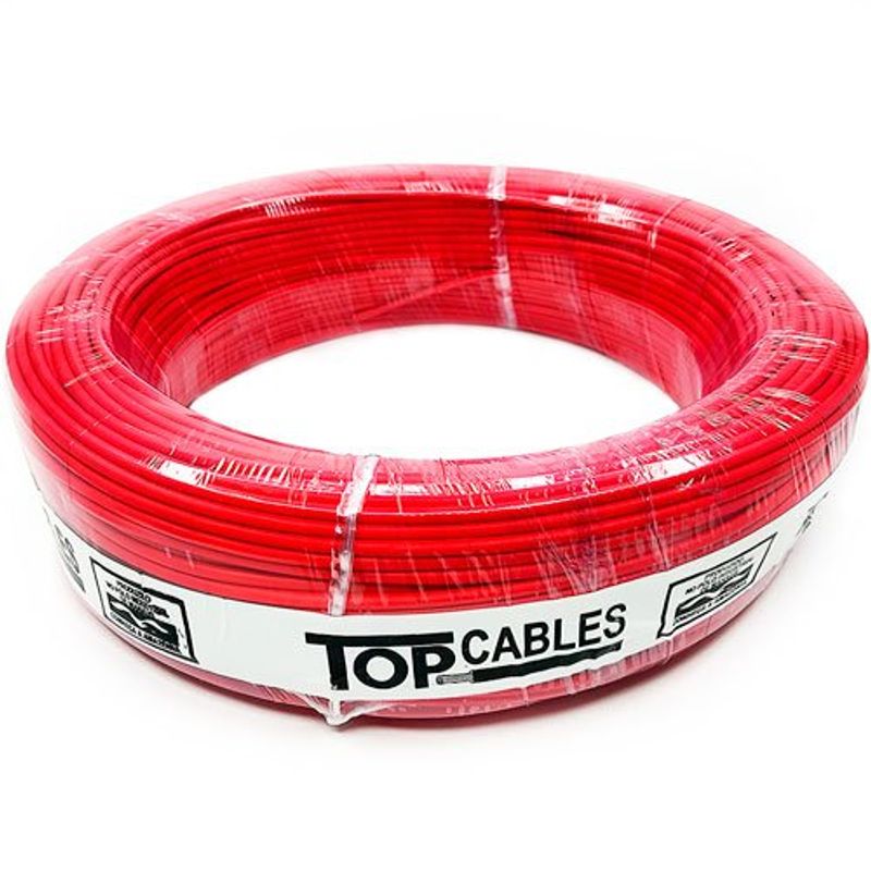 cabo elétrico top cables 6mm peça com 100 metros vermelho (mp)