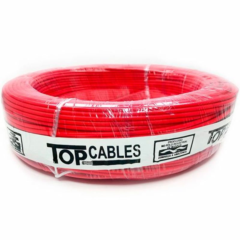 cabo elétrico top cables 6mm peça com 100 metros vermelho (mp)