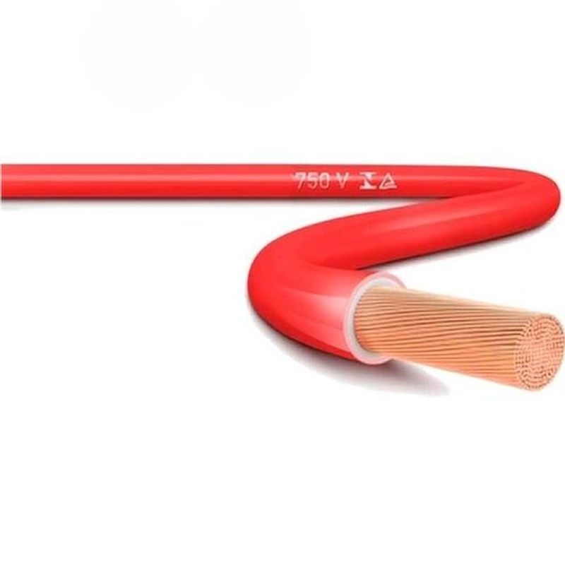 cabo elétrico top cables 6mm peça com 100 metros vermelho (mp)