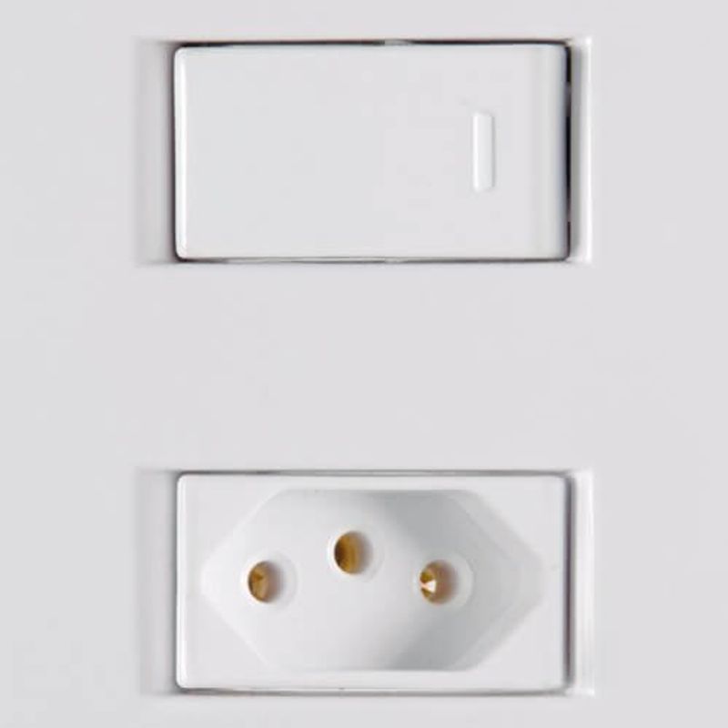 conjunto tomada simples 2p+t com interruptor simples de embutir tramontina liz 250v 10a branco (mp)