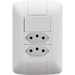 conjunto tomada dupla 2p+t com interruptor simples de embutir tramontina aria 250v 20a branco (mp)