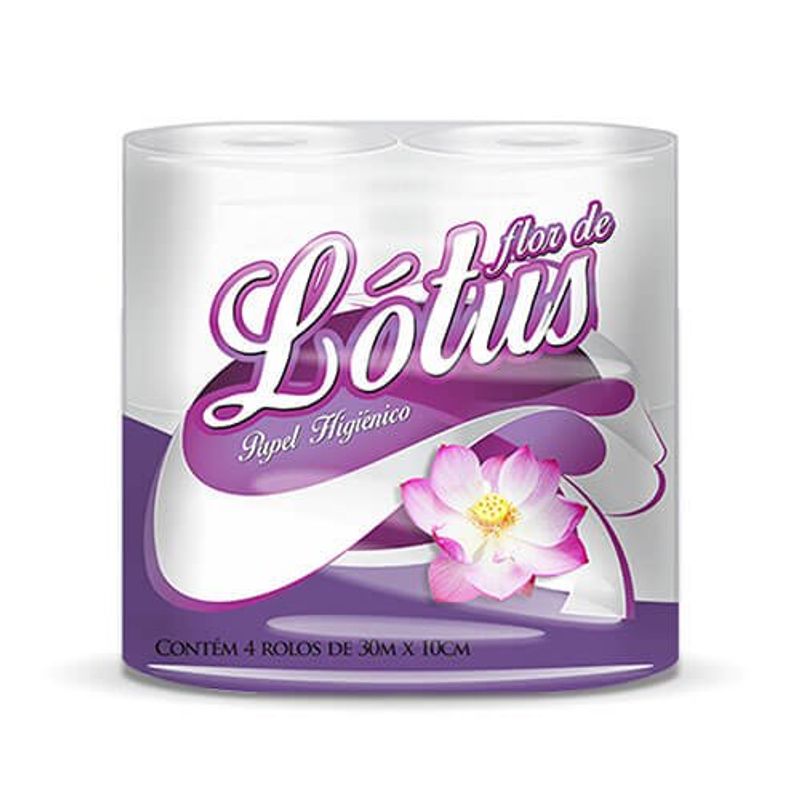 papel higiênico flor de lótus neutro com 4 rolos 30m x 10cm