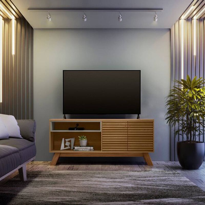 rack para tv até 70" linea brasil camboriú amêndoa e titânio