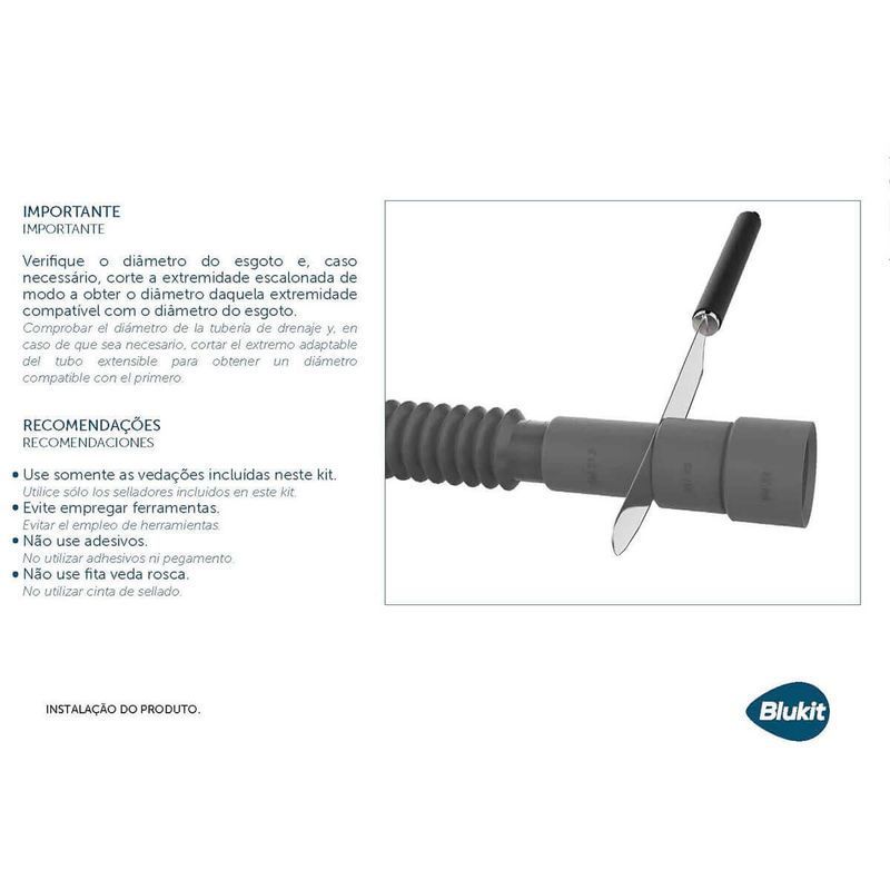 mangueira de saída extensiva sanfonada blukit para máquina de lavar roupas e lava-louças 2,20m (mp)