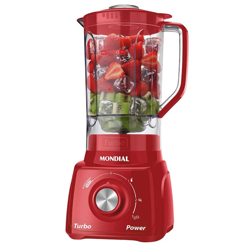liquidificador mondial, 127v, potência 500w, 60hz, vermelho - l-99 fr