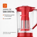 liquidificador mondial, 127v, potência 500w, 60hz, vermelho - l-99 fr