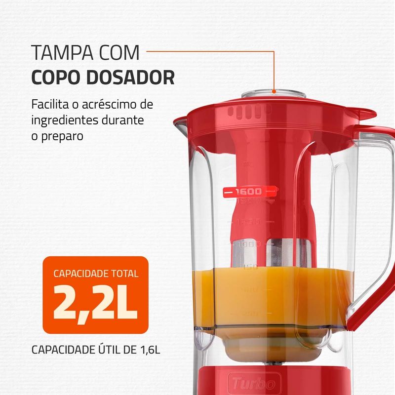 liquidificador mondial, 127v, potência 500w, 60hz, vermelho - l-99 fr