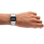 relógio casio vintage unissex digital caixa em resina e pulseira em aço prata a158wa-1df