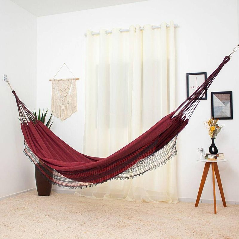 rede de dormir jeans life vinho com preto